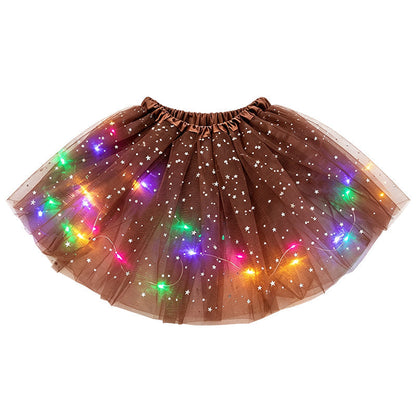 ✨🌈LED Light-Up Sequin Tutu Skirt – Kids & Adult Sizes, Triple-Layer Tulle and Stretch Waistband 💃