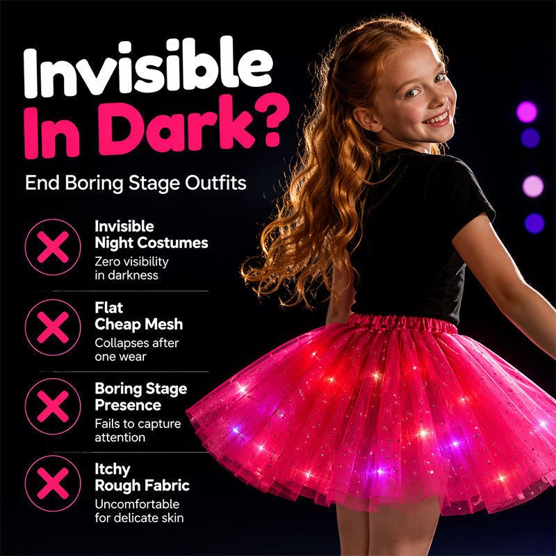 ✨🌈LED Light-Up Sequin Tutu Skirt – Kids & Adult Sizes, Triple-Layer Tulle and Stretch Waistband 💃