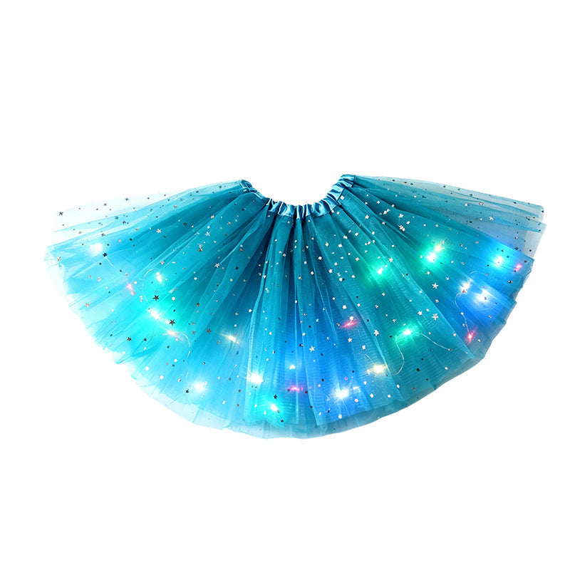 ✨🌈LED Light-Up Sequin Tutu Skirt – Kids & Adult Sizes, Triple-Layer Tulle and Stretch Waistband 💃