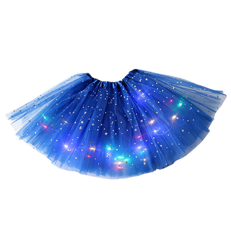 ✨🌈LED Light-Up Sequin Tutu Skirt – Kids & Adult Sizes, Triple-Layer Tulle and Stretch Waistband 💃