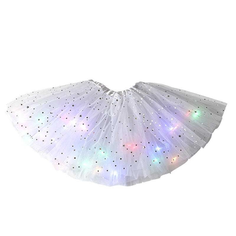 ✨🌈LED Light-Up Sequin Tutu Skirt – Kids & Adult Sizes, Triple-Layer Tulle and Stretch Waistband 💃