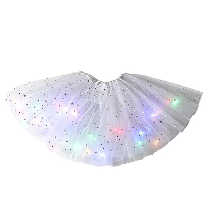 ✨🌈LED Light-Up Sequin Tutu Skirt – Kids & Adult Sizes, Triple-Layer Tulle and Stretch Waistband 💃