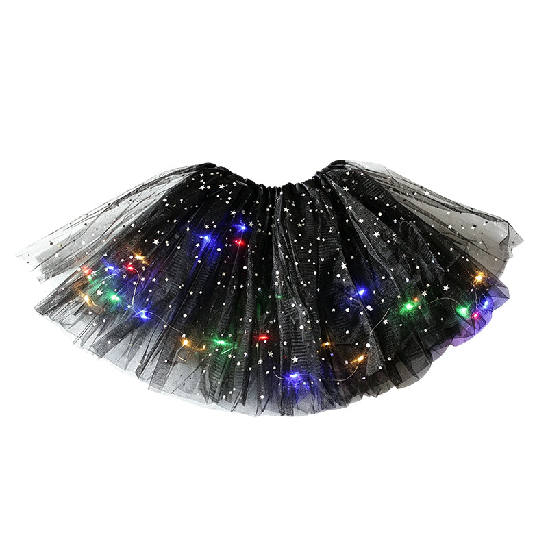 ✨🌈LED Light-Up Sequin Tutu Skirt – Kids & Adult Sizes, Triple-Layer Tulle and Stretch Waistband 💃