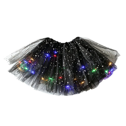 ✨🌈LED Light-Up Sequin Tutu Skirt – Kids & Adult Sizes, Triple-Layer Tulle and Stretch Waistband 💃