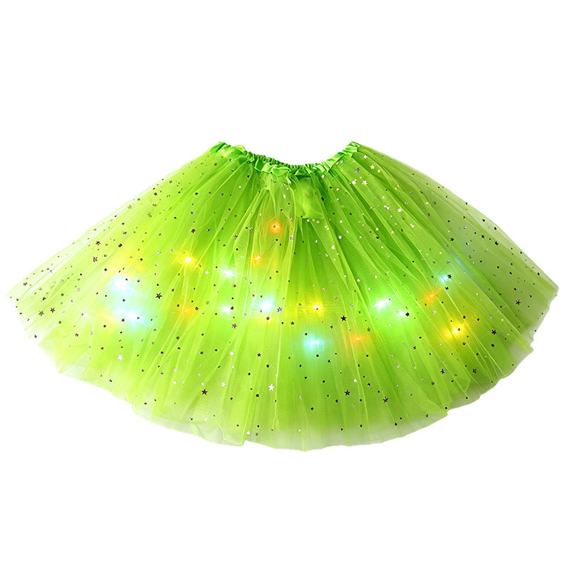✨🌈LED Light-Up Sequin Tutu Skirt – Kids & Adult Sizes, Triple-Layer Tulle and Stretch Waistband 💃