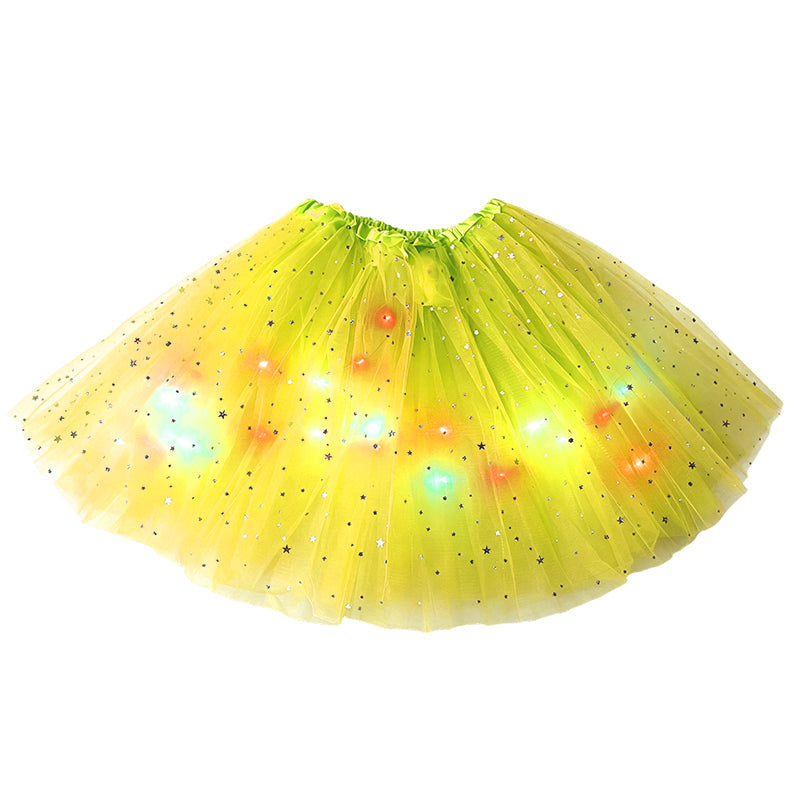✨🌈LED Light-Up Sequin Tutu Skirt – Kids & Adult Sizes, Triple-Layer Tulle and Stretch Waistband 💃