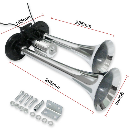 12V Universal Dual Trumpet Air Horn Kit