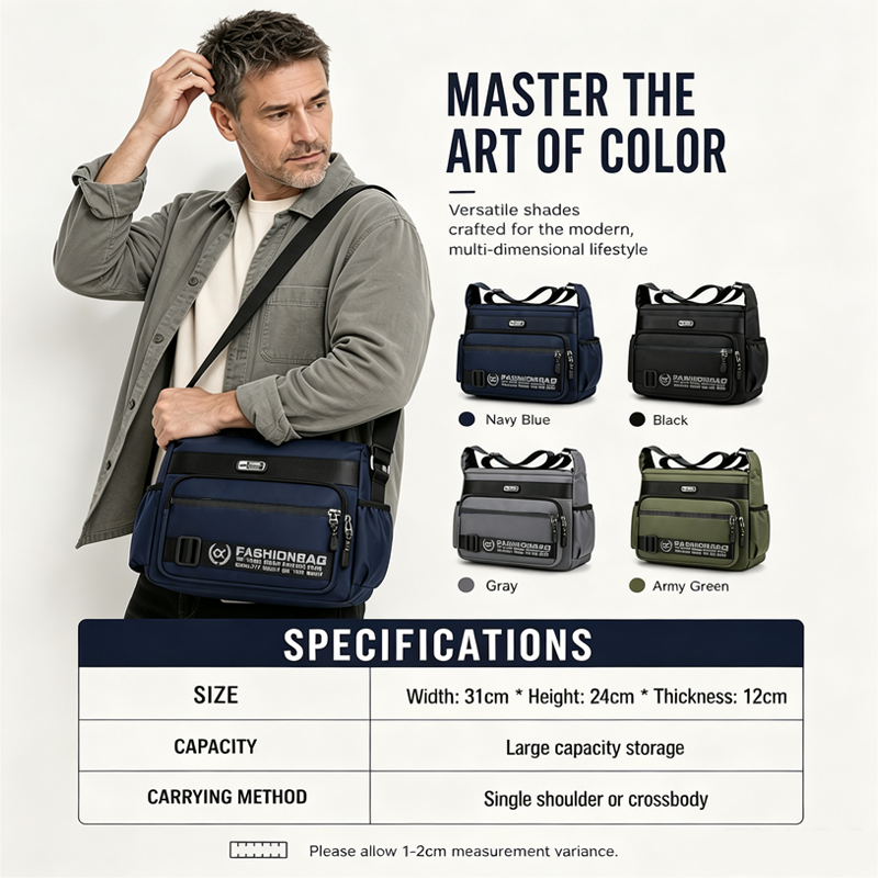 Men's Large Capacity Multi-Pocket Crossbody Bag