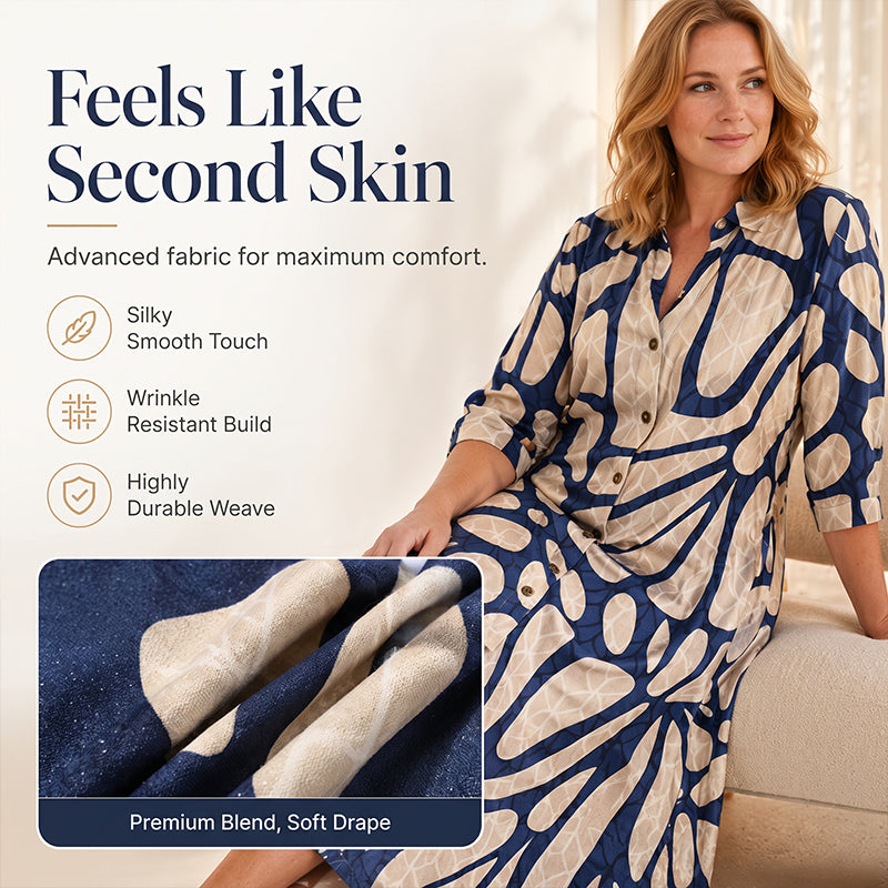 Women's Geometric Print Button-Down Shirt Dress