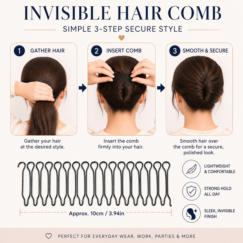 ⏳Time-Limited Special⏰Flexible Invisible Hair Comb—invisible, flexible, and non-slip—instantly creates a perfectly secure hold! 🌟