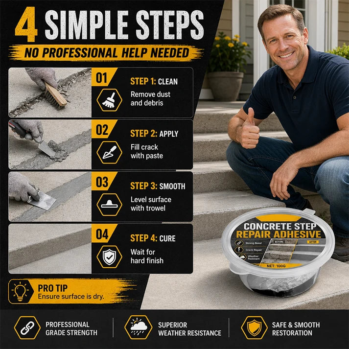 🔥Concrete Step Repair Adhesive | All-in-One Concrete Crack & Chip Patching Compound