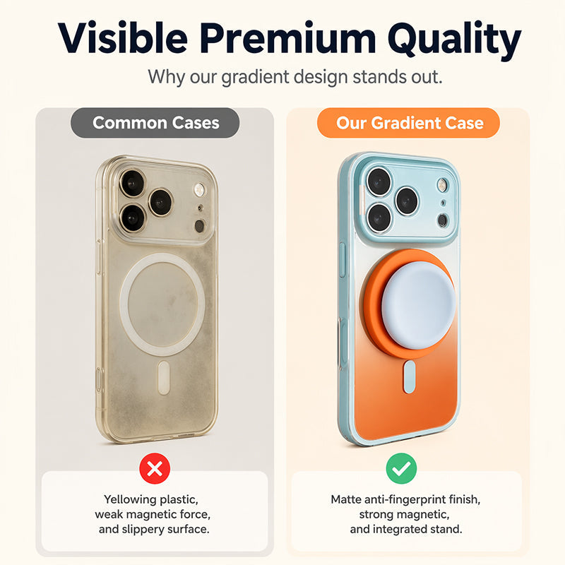 🎉 2026 Sale — Over 42300 Sold! ⏳Magnetic Gradient Phone Case with Built-In Kickstand｜Shockproof Full Coverage Acrylic Cover ✨
