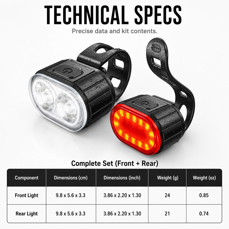 🔦USB Rechargeable Bike Light Set 🚲 Light Up the Road, Ride Home Safe – No Batteries, No Fuss ✨