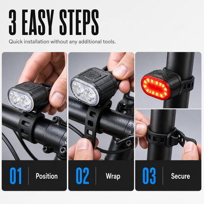 🔦USB Rechargeable Bike Light Set 🚲 Light Up the Road, Ride Home Safe – No Batteries, No Fuss ✨