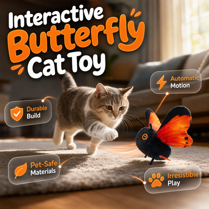 🐱 LIMITED-TIME 53% OFF! Smart Sensing Automatic Flapping Butterfly Cat Toy, Interactive Electric Pet Play Toy🦋