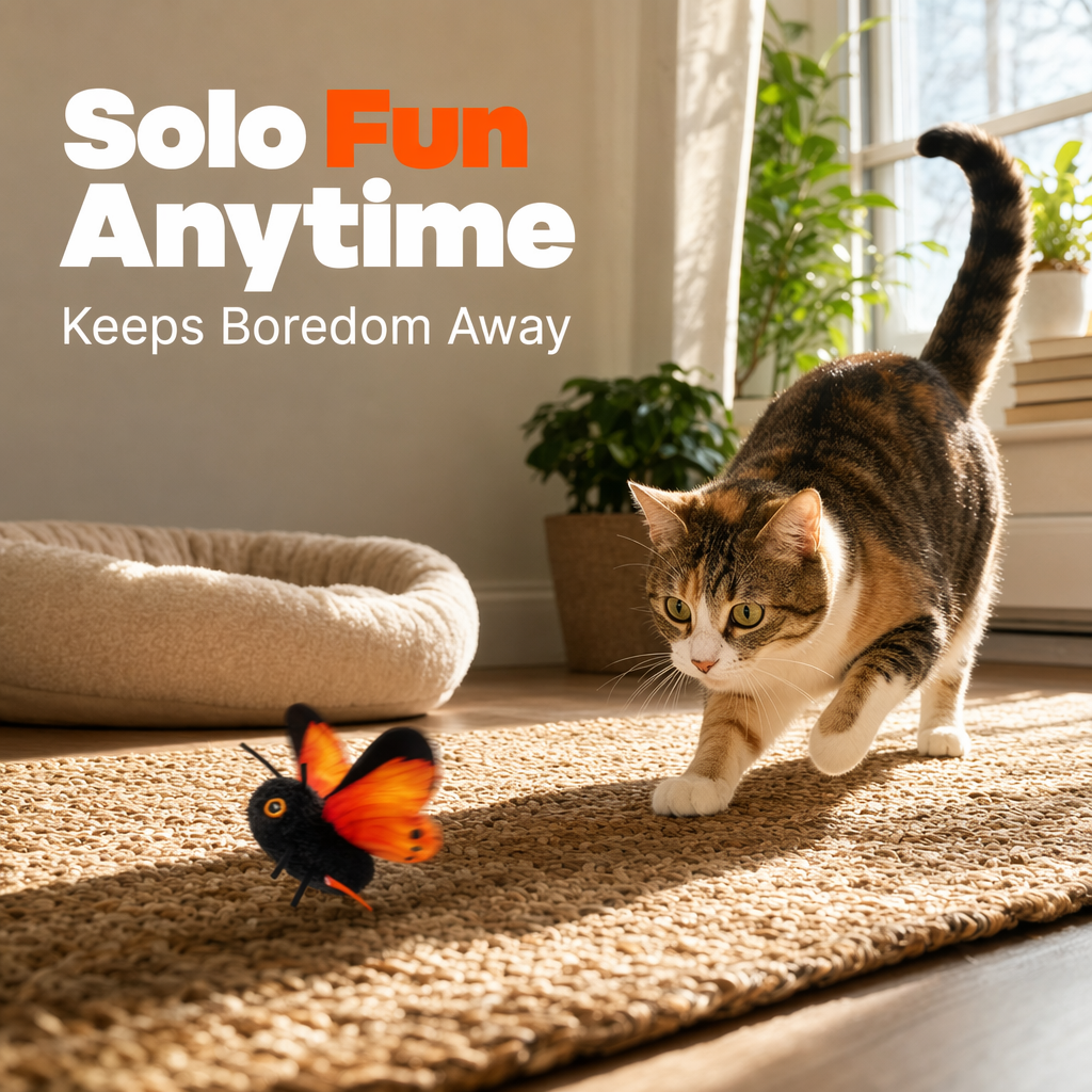 🐱 LIMITED-TIME 53% OFF! Smart Sensing Automatic Flapping Butterfly Cat Toy, Interactive Electric Pet Play Toy🦋