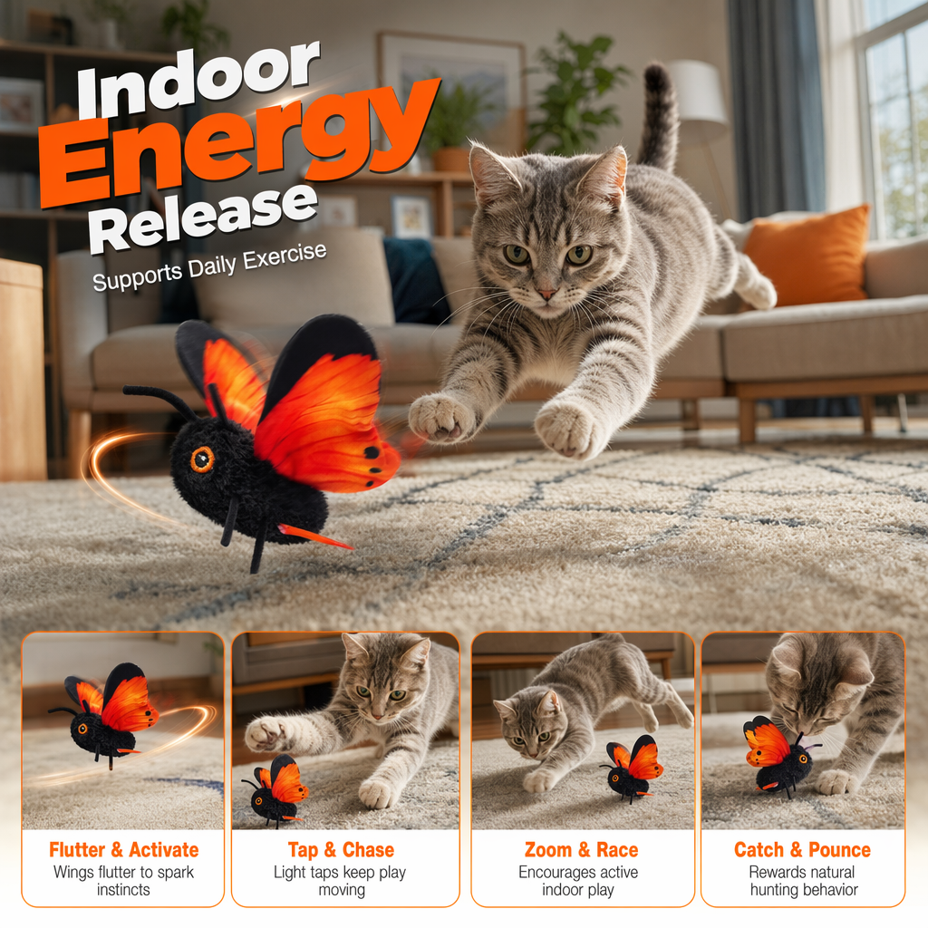🐱 LIMITED-TIME 53% OFF! Smart Sensing Automatic Flapping Butterfly Cat Toy, Interactive Electric Pet Play Toy🦋