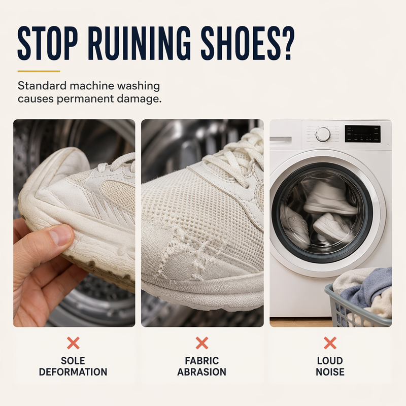 🧺 LIMITED-TIME 50% OFF! Premium Shoe Laundry Wash Bag, Shock-Absorbing Mesh Shoe Washing Protector Bag with Zipper