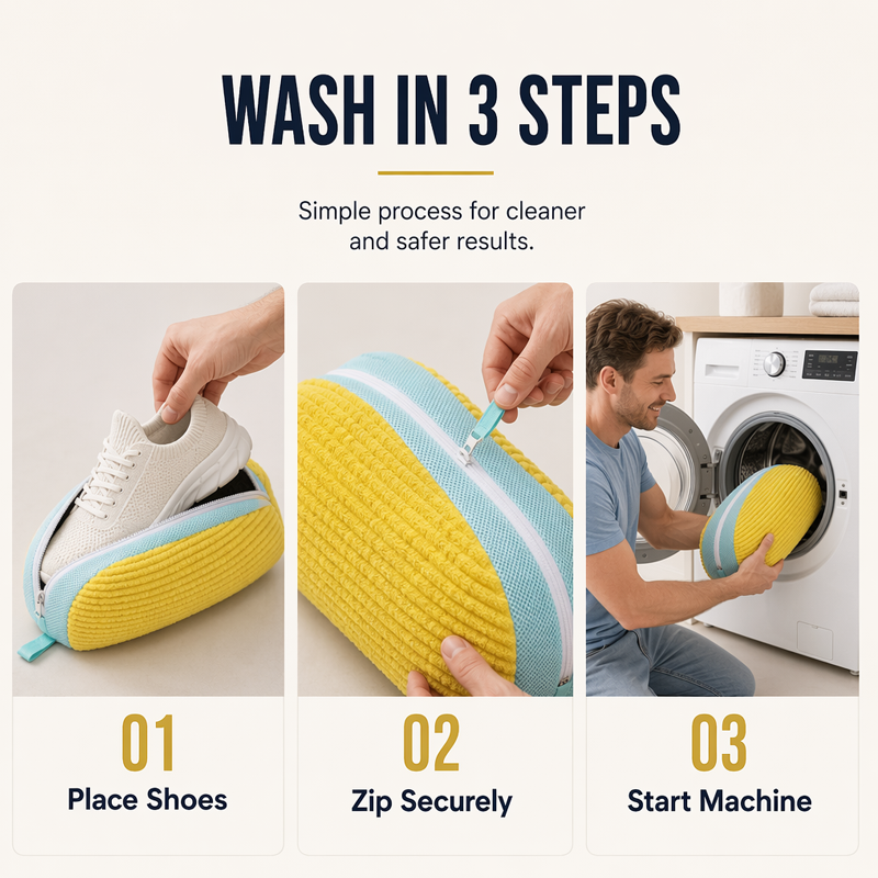 🧺 LIMITED-TIME 50% OFF! Premium Shoe Laundry Wash Bag, Shock-Absorbing Mesh Shoe Washing Protector Bag with Zipper