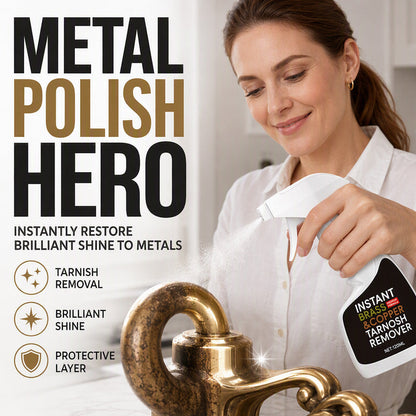 ✨Instant Brass Tarnish Remover Spray 🧴Quickly Remove Oxidation & Dark Stains 🪙Restore Bright Metal Shine 🛡️Gentle No Scratch