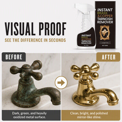 ✨Instant Brass Tarnish Remover Spray 🧴Quickly Remove Oxidation & Dark Stains 🪙Restore Bright Metal Shine 🛡️Gentle No Scratch