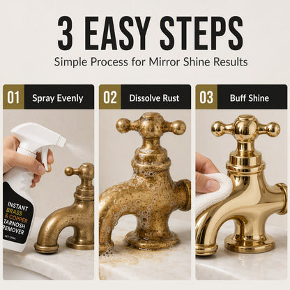 ✨Instant Brass Tarnish Remover Spray 🧴Quickly Remove Oxidation & Dark Stains 🪙Restore Bright Metal Shine 🛡️Gentle No Scratch