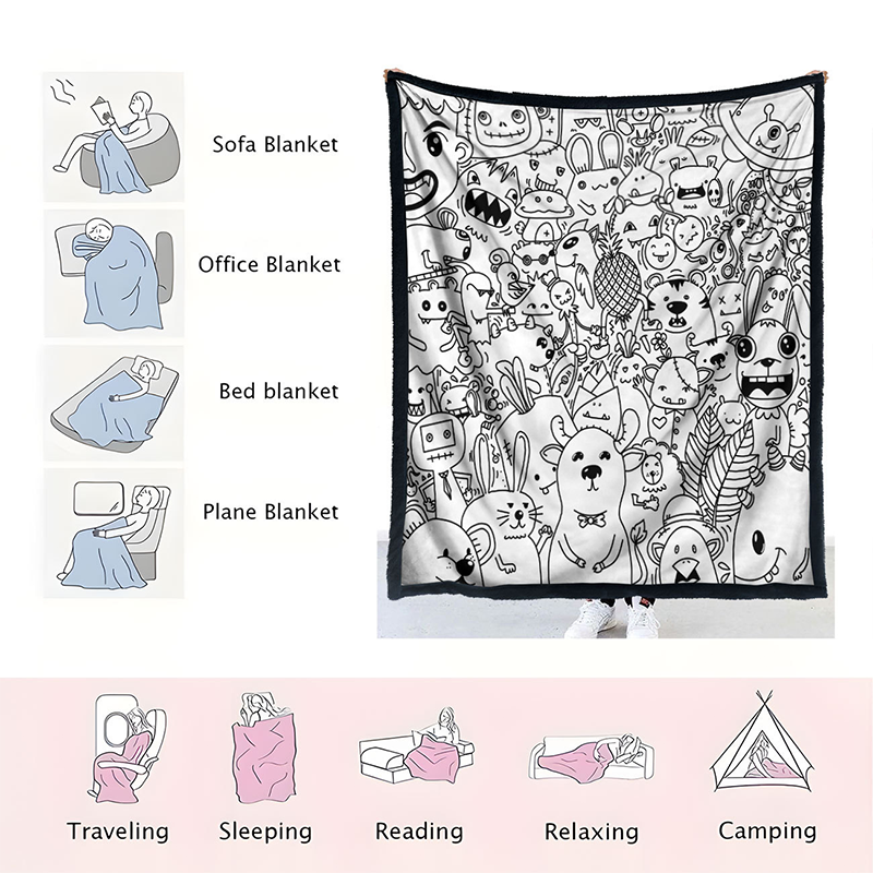 🎨DIY Coloring Blanket with 24 Vibrant Markers ✨Reusable Creative Painting Blanket For Kids