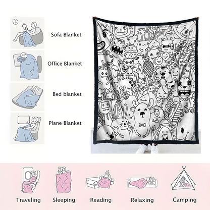 🎨DIY Coloring Blanket with 24 Vibrant Markers ✨Reusable Creative Painting Blanket For Kids