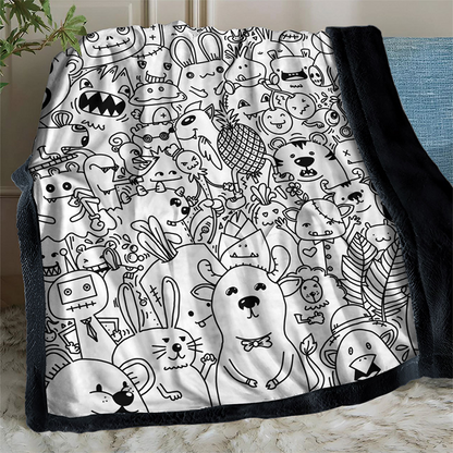 🎨DIY Coloring Blanket with 24 Vibrant Markers ✨Reusable Creative Painting Blanket For Kids