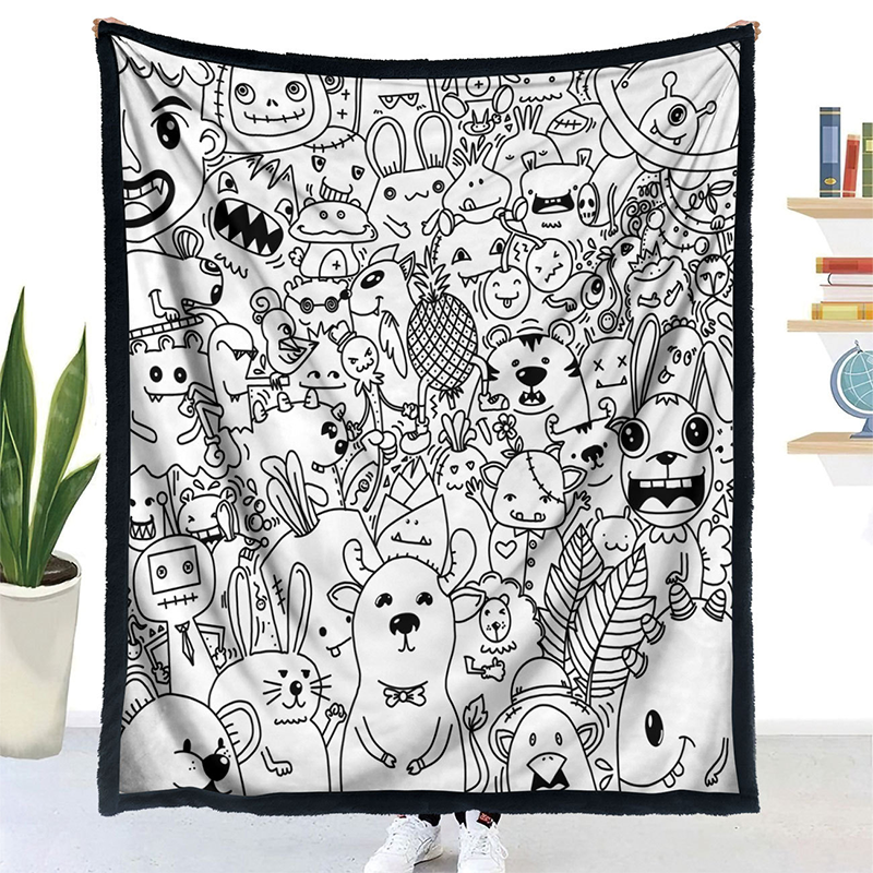 🎨DIY Coloring Blanket with 24 Vibrant Markers ✨Reusable Creative Painting Blanket For Kids