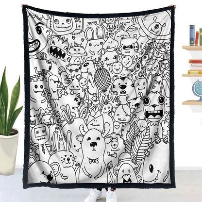 🎨DIY Coloring Blanket with 24 Vibrant Markers ✨Reusable Creative Painting Blanket For Kids