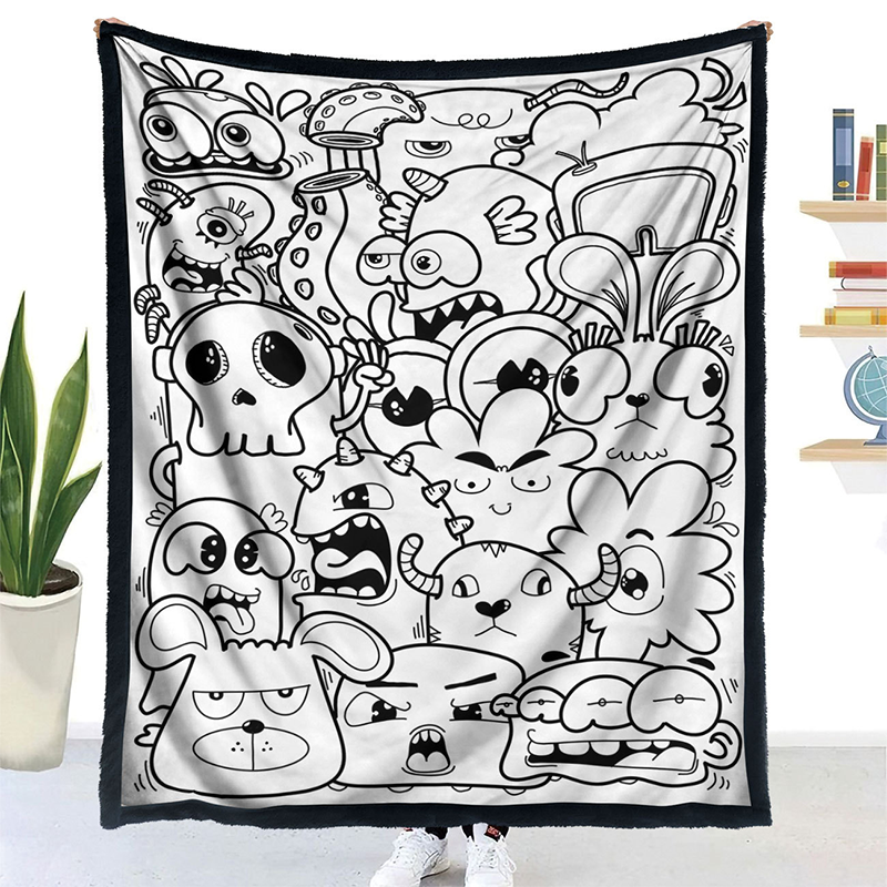 🎨DIY Coloring Blanket with 24 Vibrant Markers ✨Reusable Creative Painting Blanket For Kids