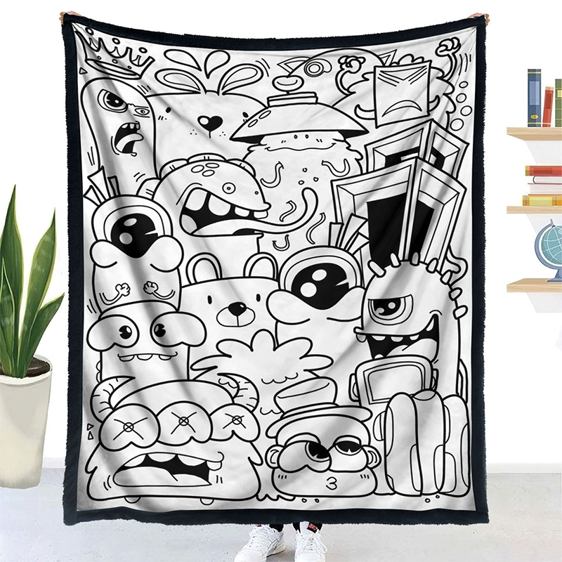 🎨DIY Coloring Blanket with 24 Vibrant Markers ✨Reusable Creative Painting Blanket For Kids