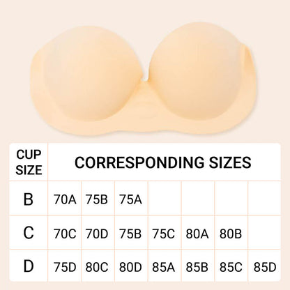 Women Invisible Strapless Bra with Inflatable Cup