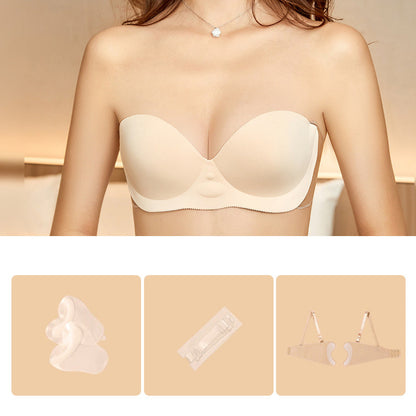 Women Invisible Strapless Bra with Inflatable Cup