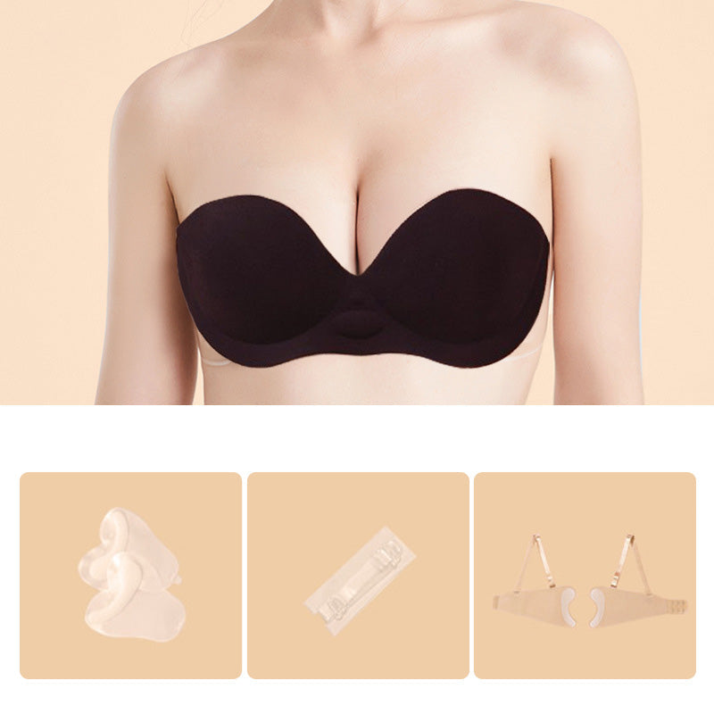Women Invisible Strapless Bra with Inflatable Cup