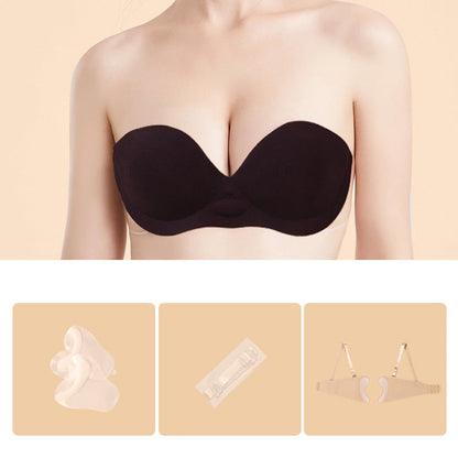 Women Invisible Strapless Bra with Inflatable Cup