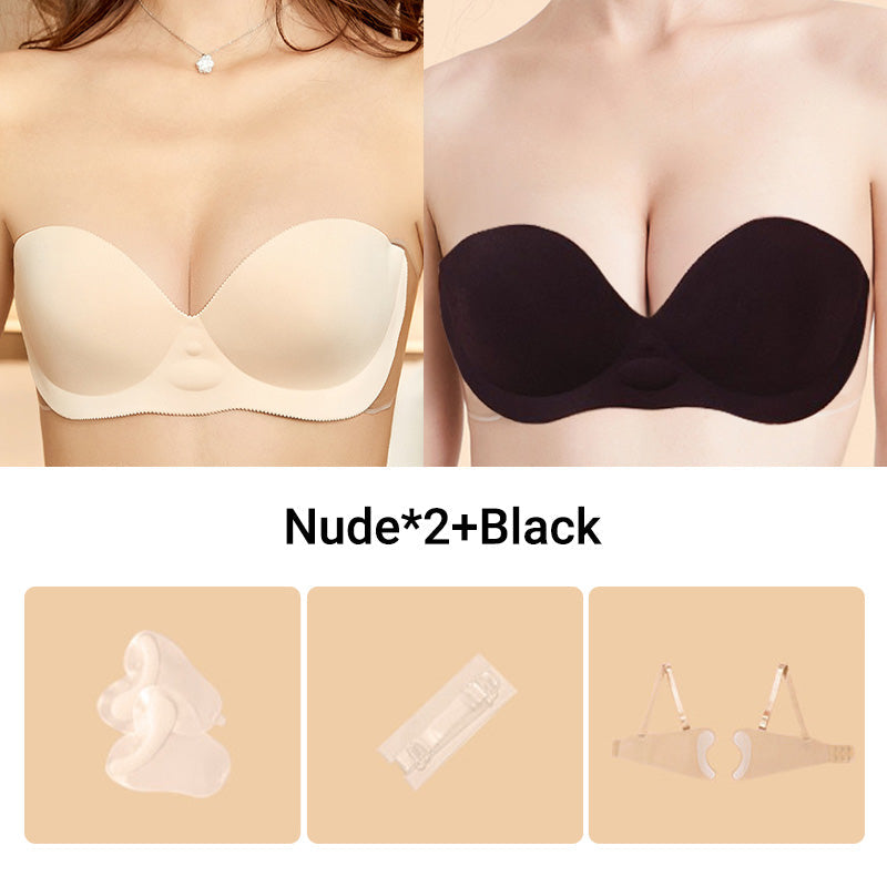 Women Invisible Strapless Bra with Inflatable Cup