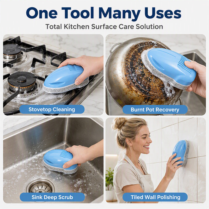 🧽50% OFF NOW ! 🧼Kitchen Oil Cleaning Brush with Built-in Soap Dispenser – Non-Slip Deep Clean Scrub Brush for Stove Dish Pot Household Kitchen Use
