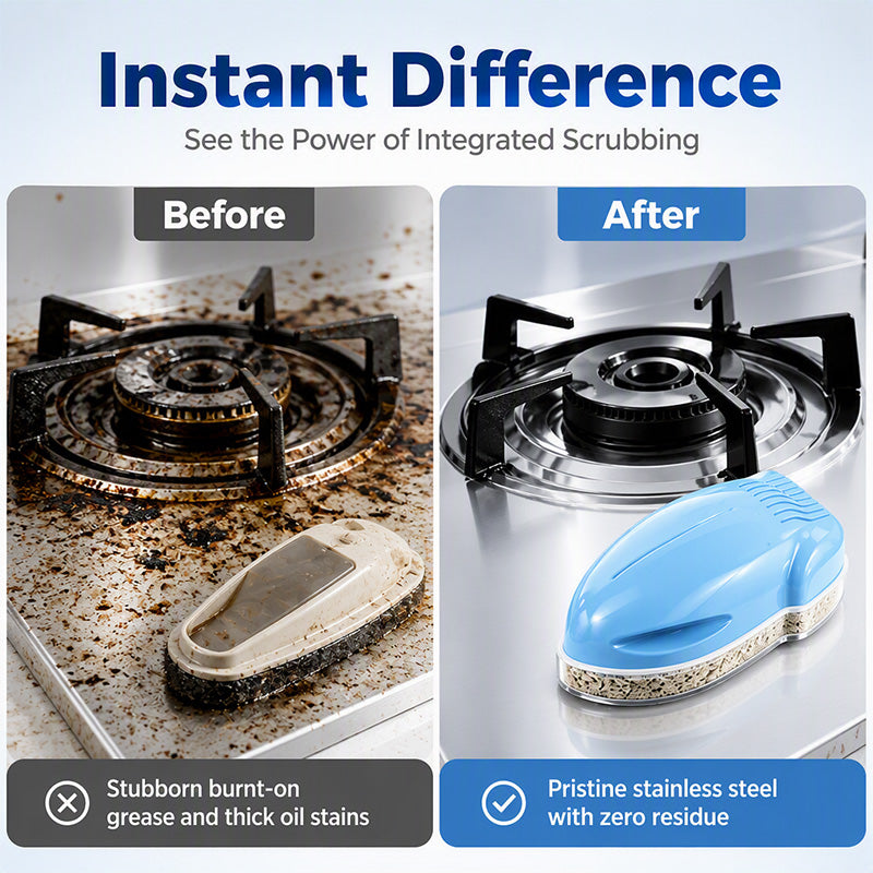 🧽50% OFF NOW ! 🧼Kitchen Oil Cleaning Brush with Built-in Soap Dispenser – Non-Slip Deep Clean Scrub Brush for Stove Dish Pot Household Kitchen Use