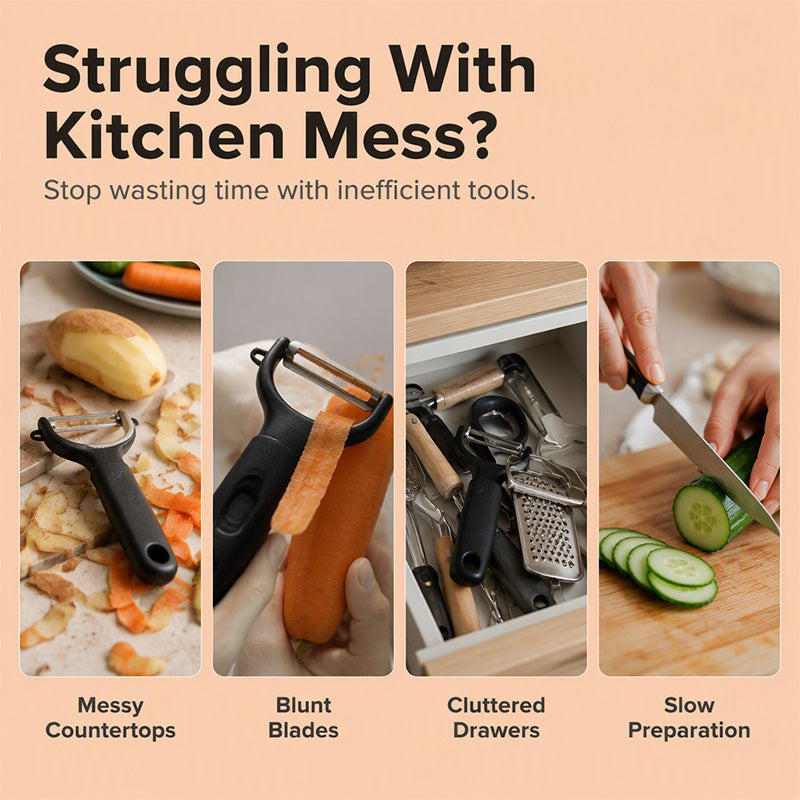 3-in-1 Vegetable Peeler and Grater with 420 Stainless Steel Blades