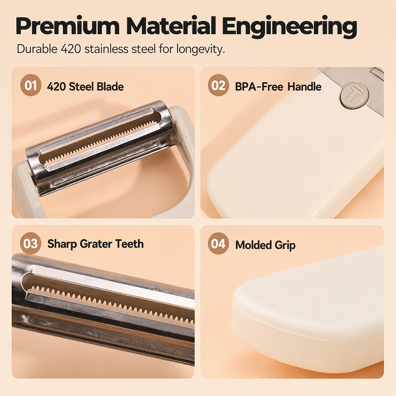 3-in-1 Vegetable Peeler and Grater with 420 Stainless Steel Blades