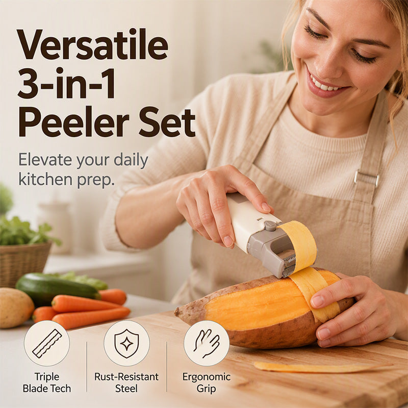 3-in-1 Vegetable Peeler and Grater with 420 Stainless Steel Blades