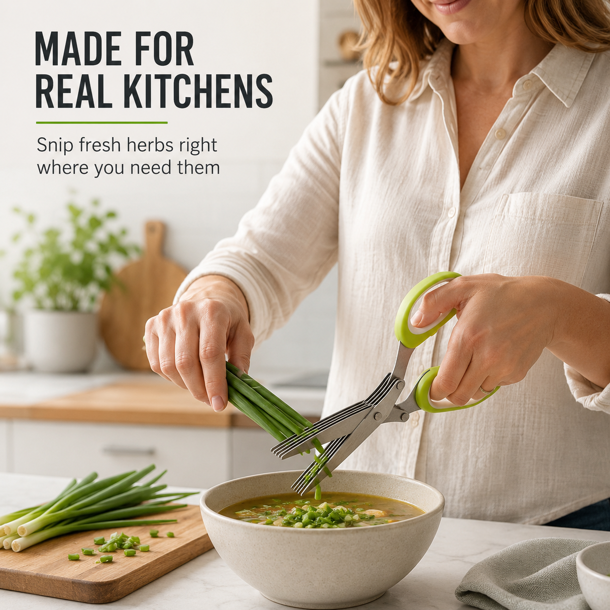 ✂️50% OFF NOW ! ✨5-Blade Stainless Steel Herb Scissors – Fast Slicing Kitchen Shears
