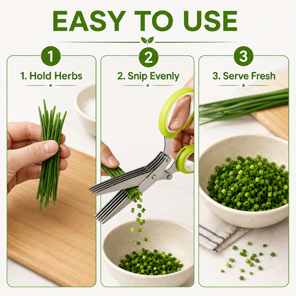 ✂️50% OFF NOW ! ✨5-Blade Stainless Steel Herb Scissors – Fast Slicing Kitchen Shears