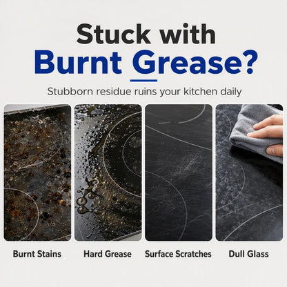 Glass Stove Cleaner Paste 80g with Sponge Burnt Stain Remover