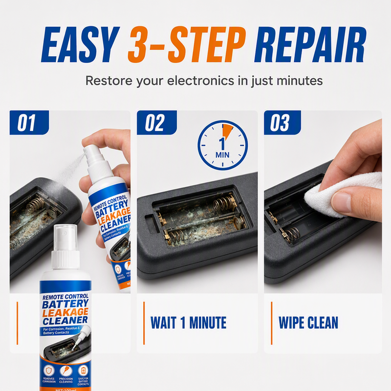 Portable Precision Electronic Contact Cleaner Spray – Battery Leakage Corrosion Remover, Restore Conductivity for Remote Controls, Toys & Household Electronic Battery Contacts