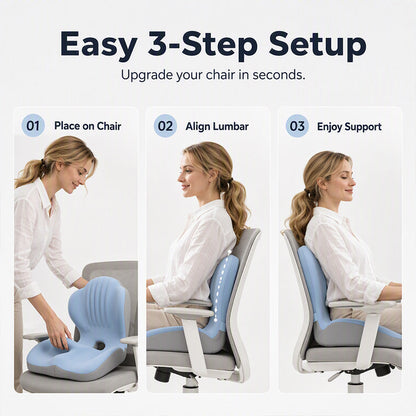 🪑Ergonomic Memory Foam Seat Cushion with Back Support – Stay Comfortable All Day, Perfect for Office, Car & Home ✨