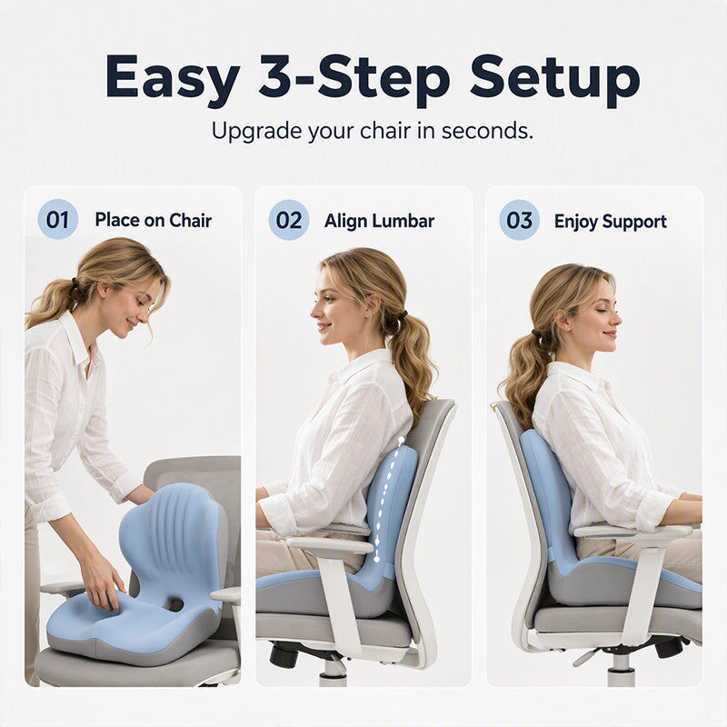 🪑2026 Hot Sale✨Ergonomic Memory Foam Seat Cushion with Back Support – Stay Comfortable All Day, Perfect for Office, Car & Home ✨