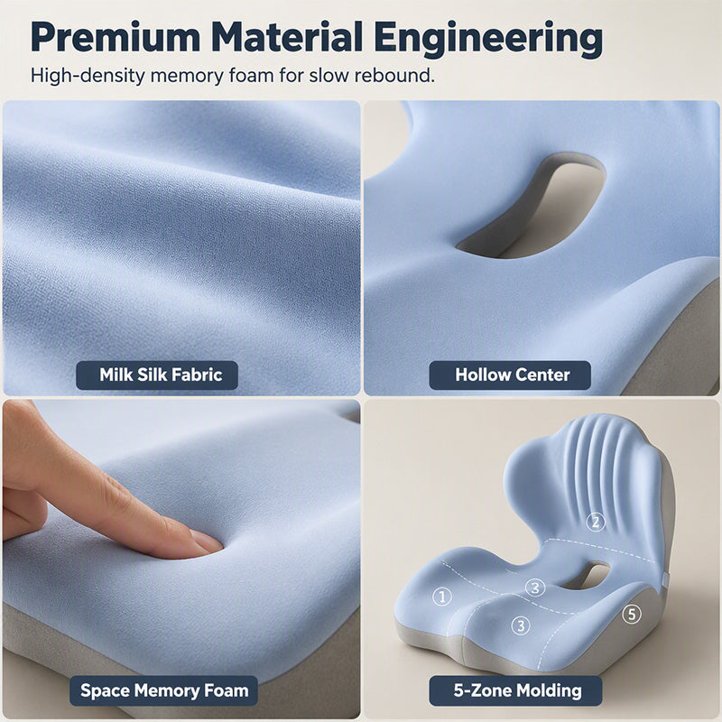 🪑2026 Hot Sale✨Ergonomic Memory Foam Seat Cushion with Back Support – Stay Comfortable All Day, Perfect for Office, Car & Home ✨